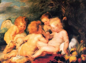 キリストと聖ヨハネと天使 ピーター・パウル・ルーベンスのヌード Oil Paintings